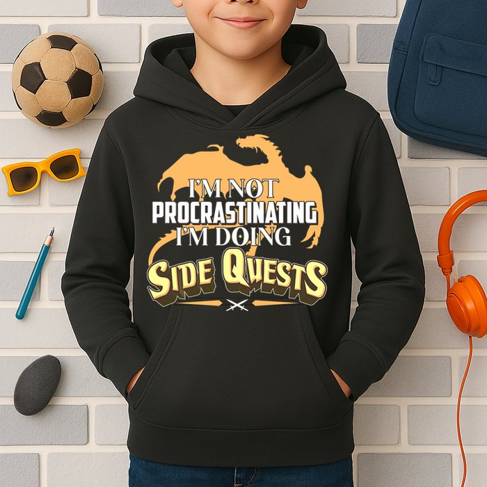 Funny I'm Not Procrastinating I'm Doing SIde Quest Dungeon And Dragons Fan Kids Hoodie
