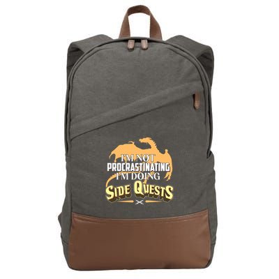 Funny I'm Not Procrastinating I'm Doing SIde Quest Dungeon And Dragons Fan Cotton Canvas Backpack
