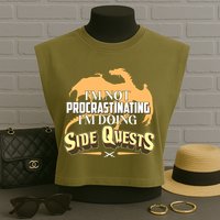 Funny I'm Not Procrastinating I'm Doing SIde Quest Dungeon And Dragons Fan Garment-Dyed Women's Muscle Tee