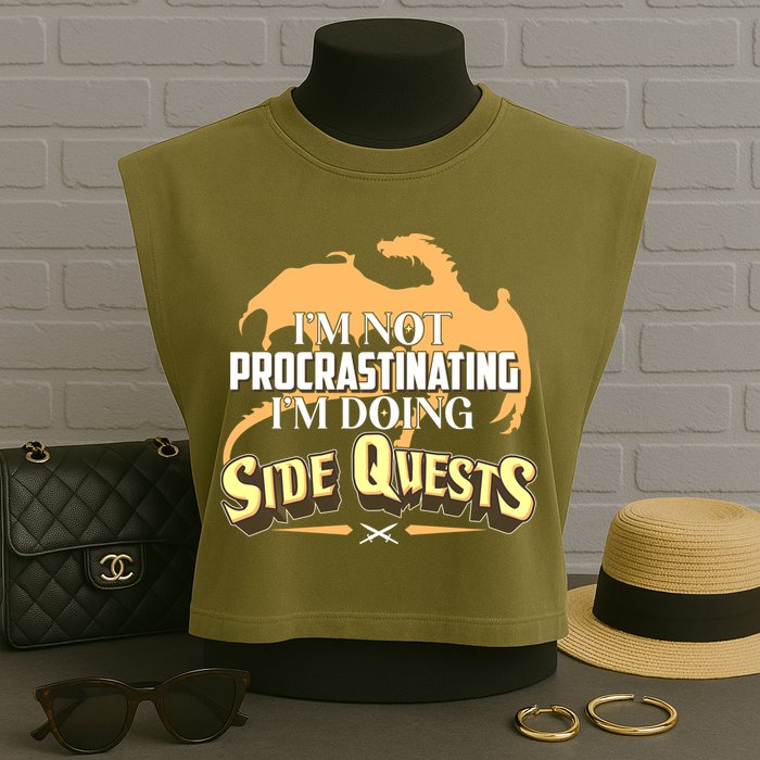 Funny I'm Not Procrastinating I'm Doing SIde Quest Dungeon And Dragons Fan Garment-Dyed Women's Muscle Tee