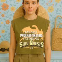 Funny I'm Not Procrastinating I'm Doing SIde Quest Dungeon And Dragons Fan Garment-Dyed Women's Muscle Tee
