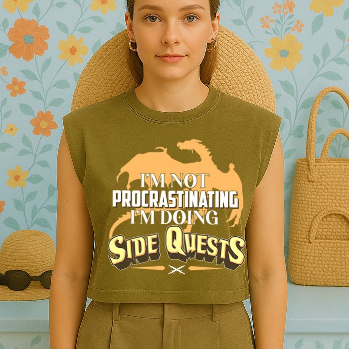 Funny I'm Not Procrastinating I'm Doing SIde Quest Dungeon And Dragons Fan Garment-Dyed Women's Muscle Tee