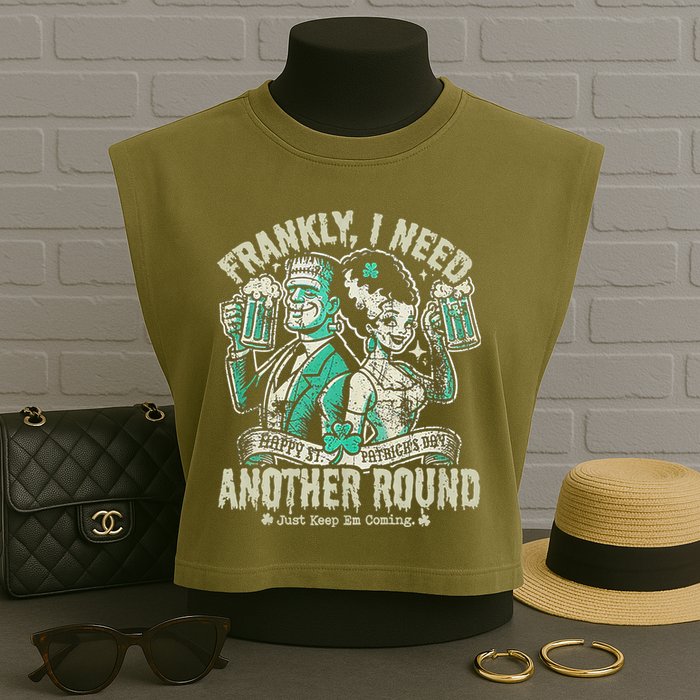 Frankly I Need Another Round Drinking Garment-Dyed Women's Muscle Tee