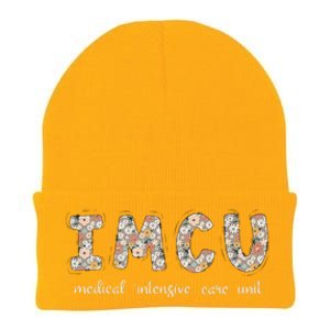 Floral Imcu Nurse Intermediate Care Unit Nurse Appreciation Knit Cap Winter Beanie