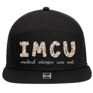 Floral Imcu Nurse Intermediate Care Unit Nurse Appreciation 7 Panel Mesh Trucker Snapback Hat