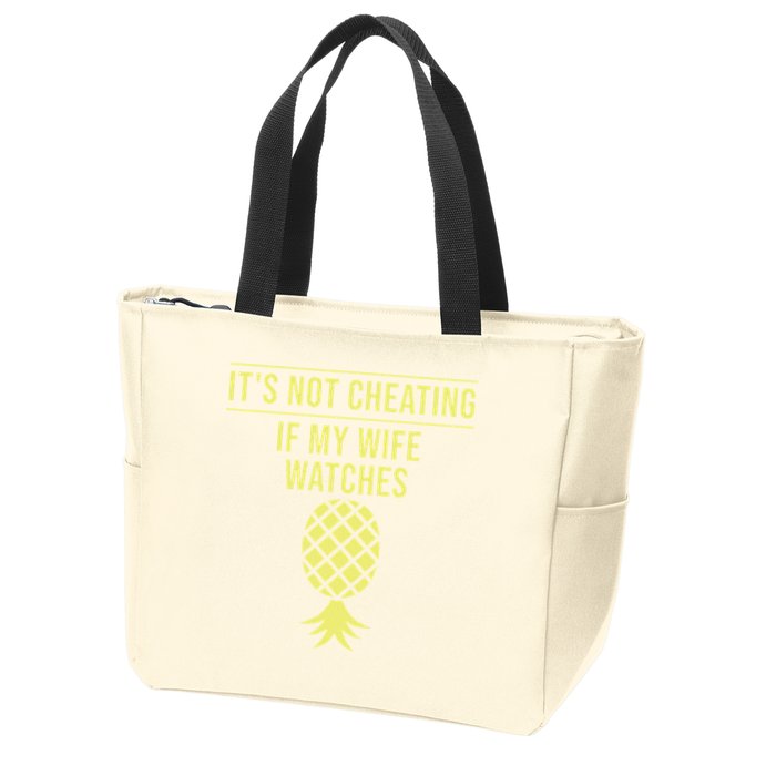 Funny ItS Not Cheating If My Wife Watches Gift Husbands Zip Tote Bag