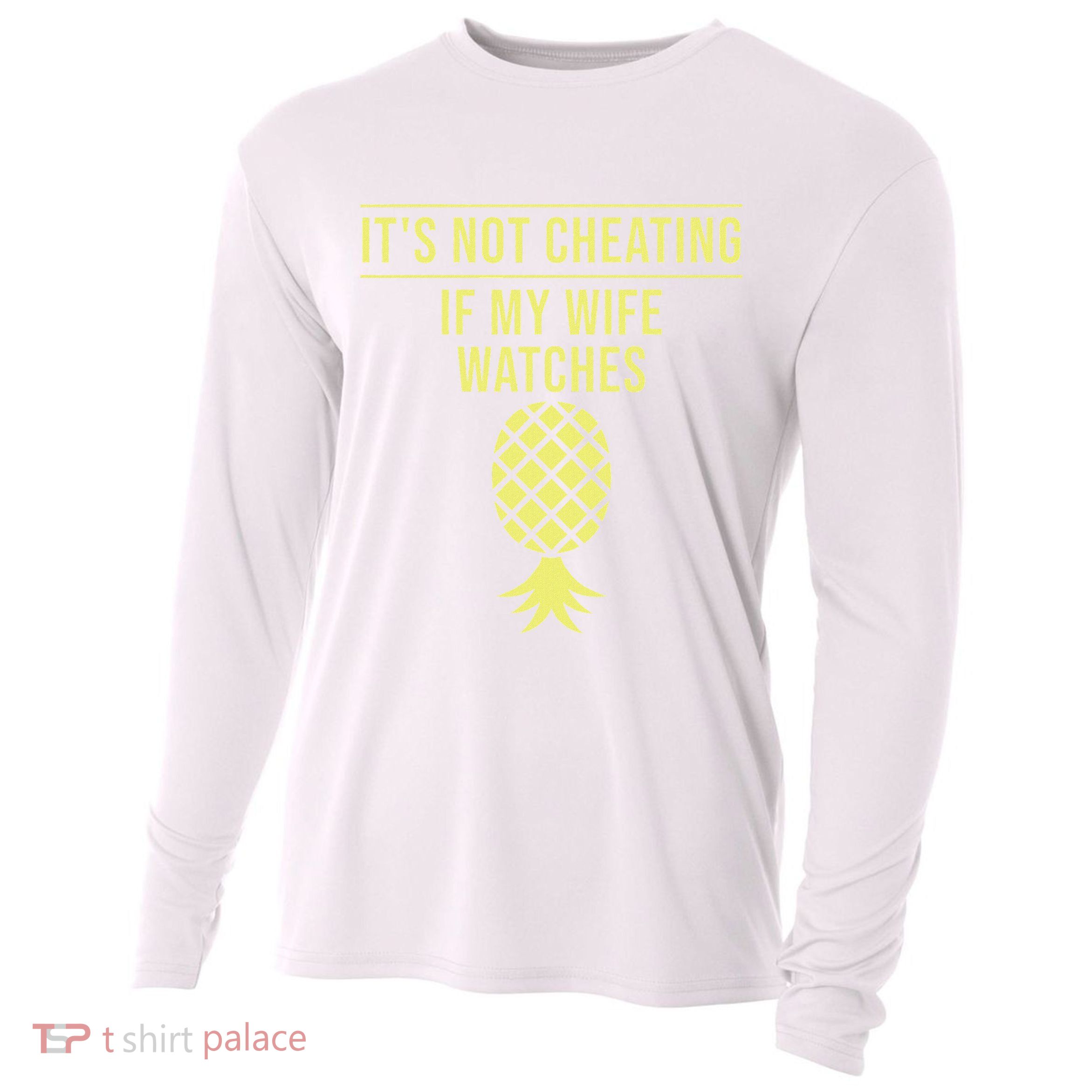 Funny ItS Not Cheating If My Wife Watches Gift Husbands Cooling Performance Long Sleeve Crew