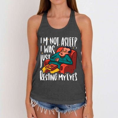 Funny I'm Not Sleeping I Was Just Resting My Eyes Gift Women's Knotted Racerback Tank