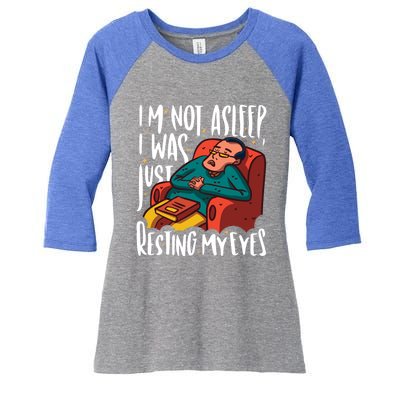 Funny I'm Not Sleeping I Was Just Resting My Eyes Gift Women's Tri-Blend 3/4-Sleeve Raglan Shirt