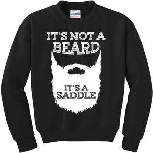 Funny Its Not A Beard Its A Saddle Gift Beard Lover Kids Sweatshirt