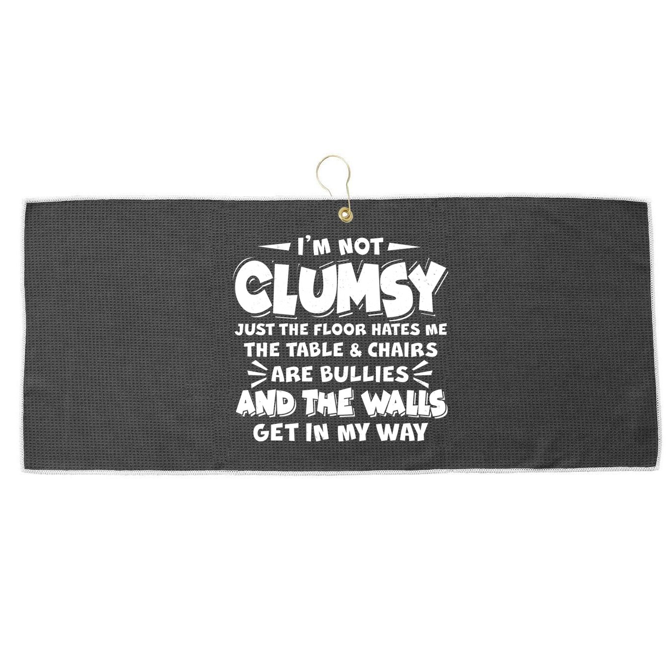 Funny I'm Not Clumsy Large Microfiber Waffle Golf Towel