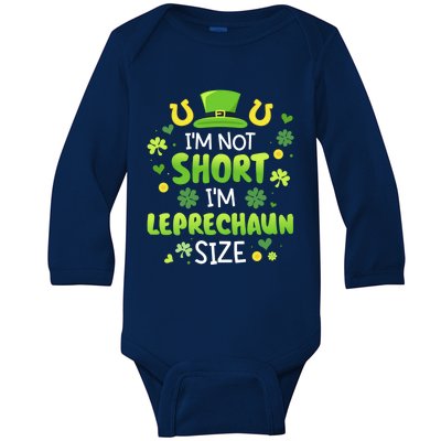 Funny I'm Not Short I'm Leprechaun Size For St Patricks Day Gift Baby Long Sleeve Bodysuit