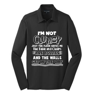 Funny Im Not Clumsy Silk Touch Performance Long Sleeve Polo