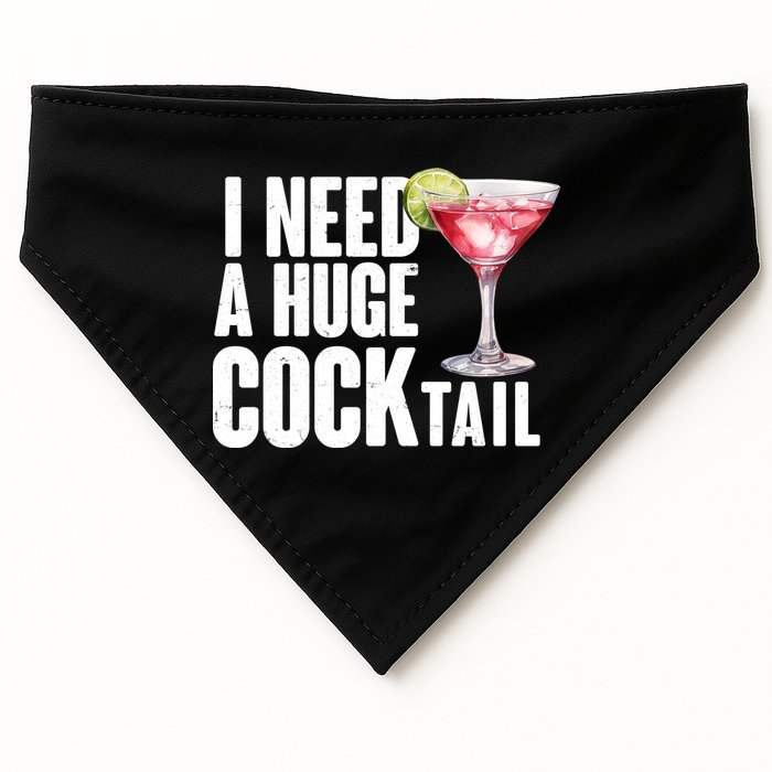 Funny I Need A Huge Cocktail Drink Humor USA-Made Doggie Bandana