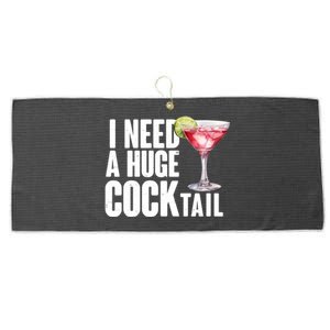 Funny I Need A Huge Cocktail Drink Humor Large Microfiber Waffle Golf Towel