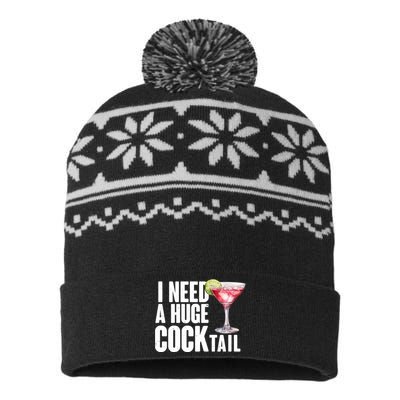 Funny I Need A Huge Cocktail Drink Humor USA-Made Snowflake Beanie