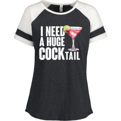 Funny I Need A Huge Cocktail Drink Humor Enza Ladies Jersey Colorblock Tee