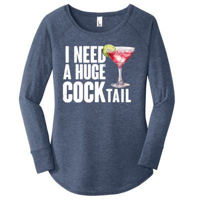 Funny I Need A Huge Cocktail Drink Humor Women's Perfect Tri Tunic Long Sleeve Shirt