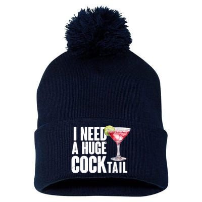 Funny I Need A Huge Cocktail Drink Humor Pom Pom 12in Knit Beanie