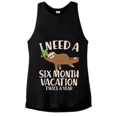Funny I Need A Six Month Vacation Twice A Year Ladies PosiCharge Tri-Blend Wicking Tank