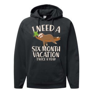 Funny I Need A Six Month Vacation Twice A Year Performance Fleece Hoodie