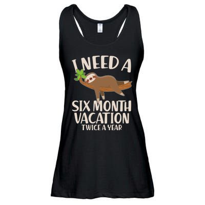 Funny I Need A Six Month Vacation Twice A Year Ladies Essential Flowy Tank