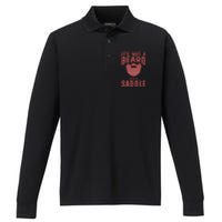 Funny Its Not A Beard Its A Saddle Gift Beard Lover Performance Long Sleeve Polo