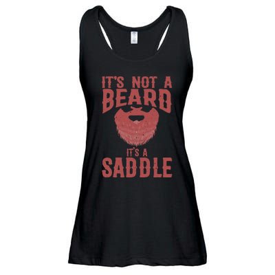 Funny Its Not A Beard Its A Saddle Gift Beard Lover Ladies Essential Flowy Tank