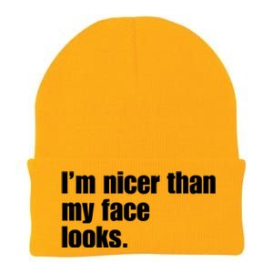 Funny Im Nicer Than My Face Looks Sarcasm Funny Gift Knit Cap Winter Beanie