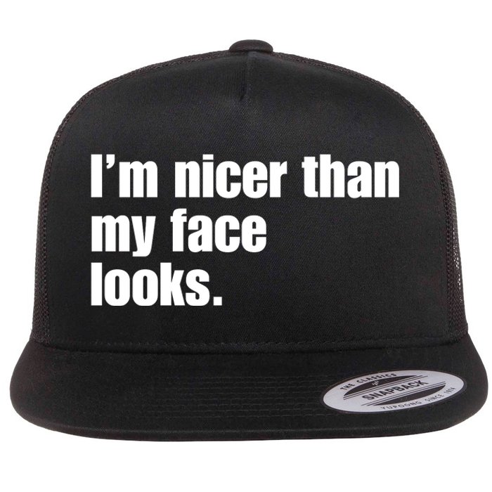 Funny Im Nicer Than My Face Looks Sarcasm Funny Gift Flat Bill Trucker Hat