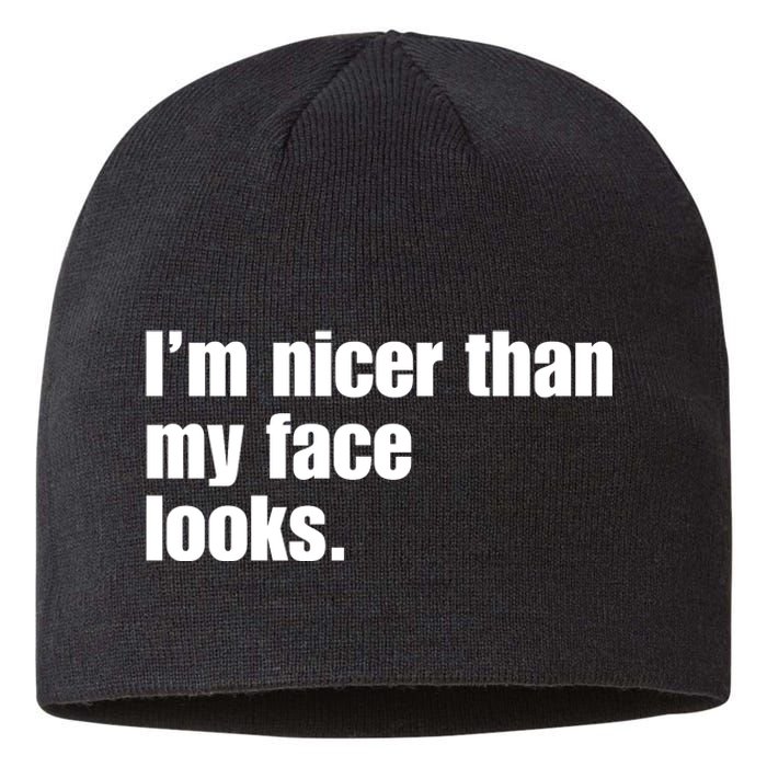 Funny Im Nicer Than My Face Looks Sarcasm Funny Gift Sustainable Beanie