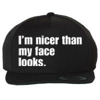 Funny Im Nicer Than My Face Looks Sarcasm Funny Gift Wool Snapback Cap