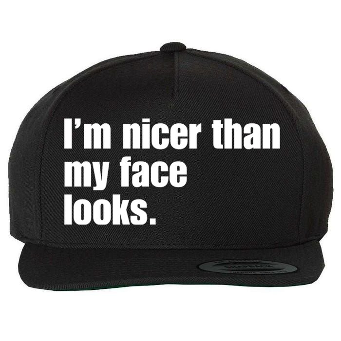 Funny Im Nicer Than My Face Looks Sarcasm Funny Gift Wool Snapback Cap