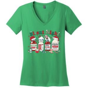 Funny Icu Nurse Christmas Silent Night Gift Women's V-Neck T-Shirt