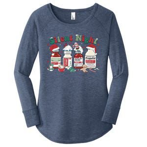 Funny Icu Nurse Christmas Silent Night Gift Women's Perfect Tri Tunic Long Sleeve Shirt