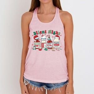 Funny Icu Nurse Christmas Silent Night Gift Women's Knotted Racerback Tank