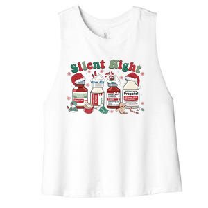 Funny Icu Nurse Christmas Silent Night Gift Women's Racerback Cropped Tank