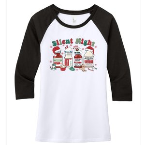 Funny Icu Nurse Christmas Silent Night Gift Women's Tri-Blend 3/4-Sleeve Raglan Shirt