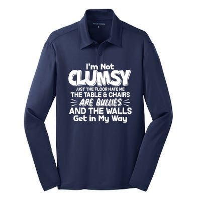 Funny I'm Not Clumsy Silk Touch Performance Long Sleeve Polo