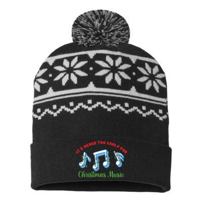 Funny It's Never Too Early For Christmas Music USA-Made Snowflake Beanie