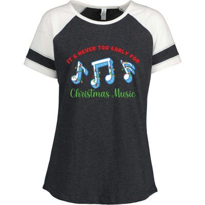 Funny It's Never Too Early For Christmas Music Enza Ladies Jersey Colorblock Tee