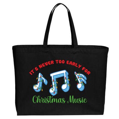 Funny It's Never Too Early For Christmas Music Cotton Canvas Jumbo Tote