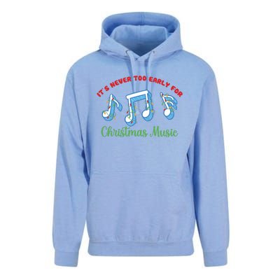 Funny It's Never Too Early For Christmas Music Unisex Surf Hoodie