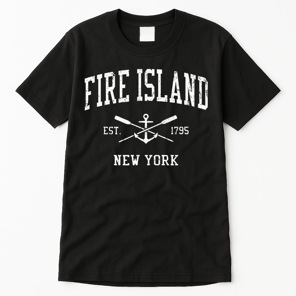 Fire Island NY Vintage Crossed Oars & Boat Anchor Sports Tall T-Shirt