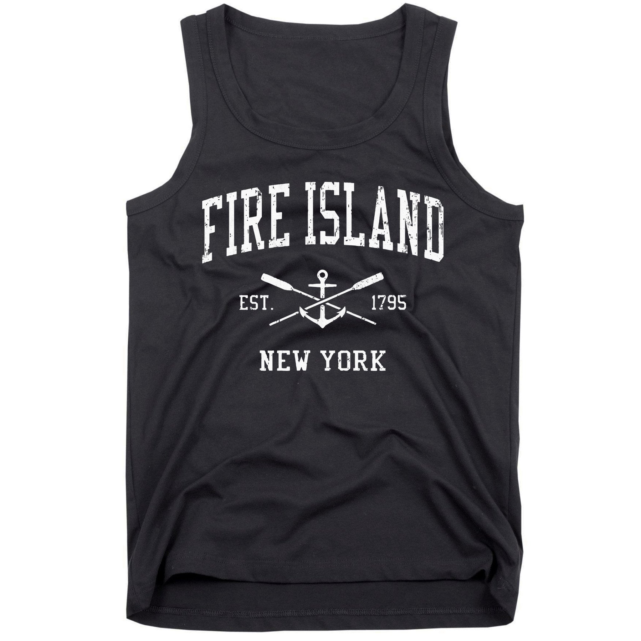 Fire Island NY Vintage Crossed Oars & Boat Anchor Sports Tank Top