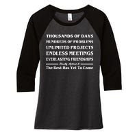 Finally Retired Women's Tri-Blend 3/4-Sleeve Raglan Shirt