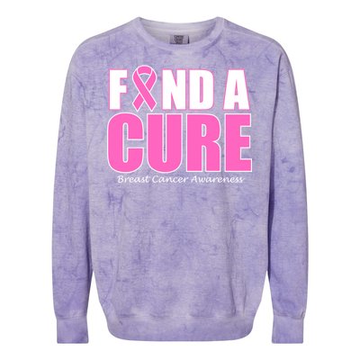 Find A Cure Breast Cancer Awareness Ribbon Colorblast Crewneck Sweatshirt