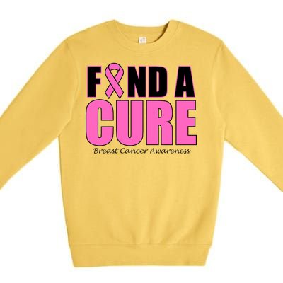 Find A Cure Breast Cancer Awareness Ribbon Premium Crewneck Sweatshirt