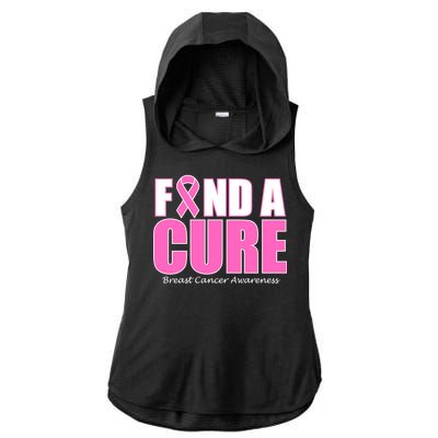 Find A Cure Breast Cancer Awareness Ribbon Ladies PosiCharge Tri-Blend Wicking Draft Hoodie Tank