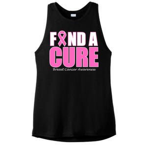 Find A Cure Breast Cancer Awareness Ribbon Ladies PosiCharge Tri-Blend Wicking Tank